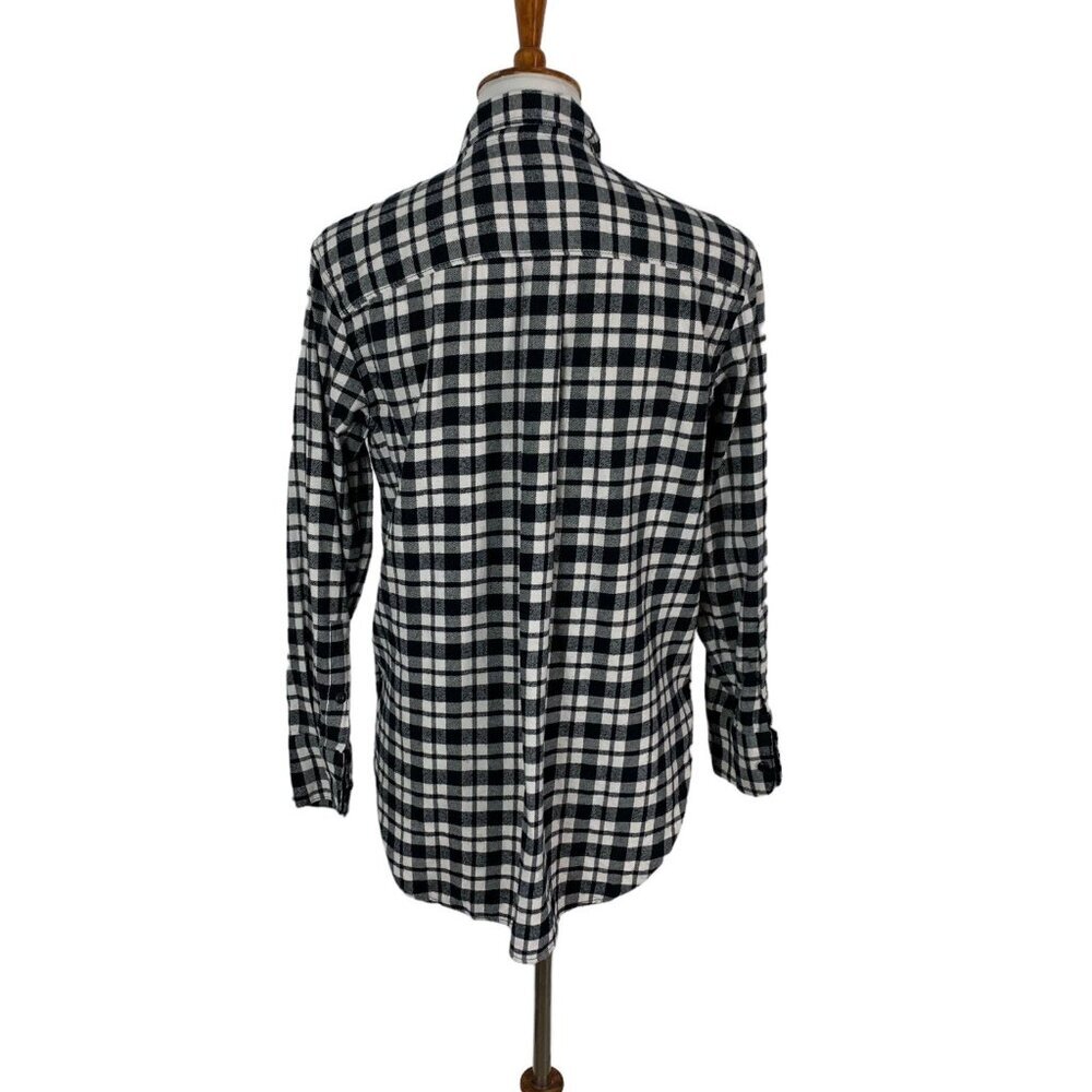 Madewell‎ Plaid Button Down Shirt XS Black White Long Sleeve Workwear Casual - Picture 3 of 5